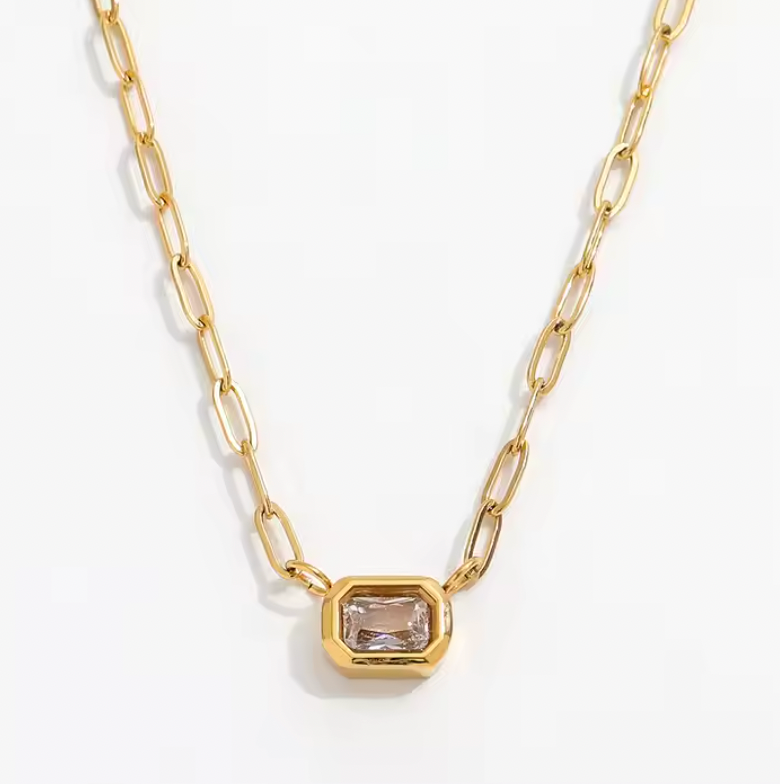 Baguette Paperclip Necklace