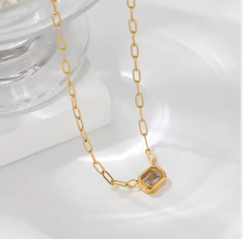Baguette Paperclip Necklace